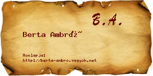 Berta Ambró névjegykártya